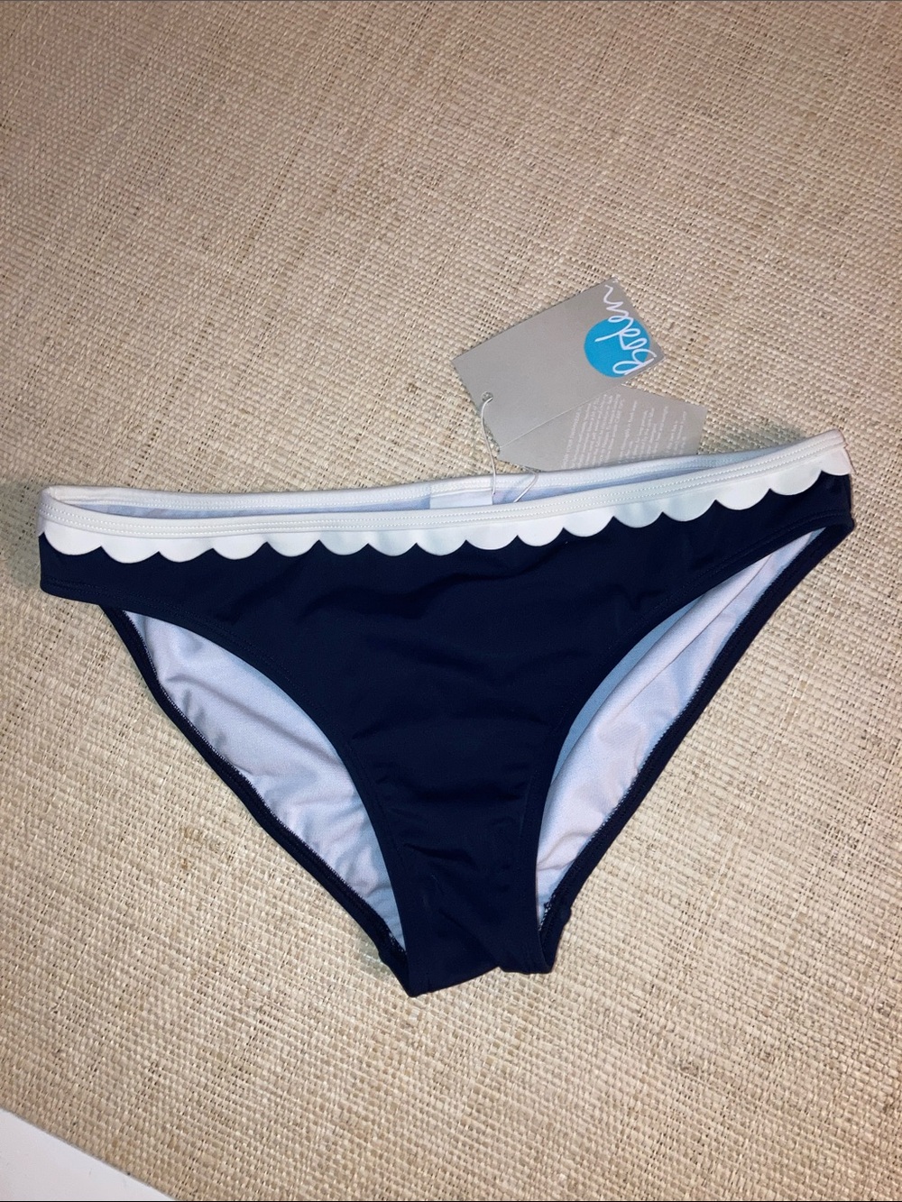 Boden Navy and White Scallop Bikini Bottom